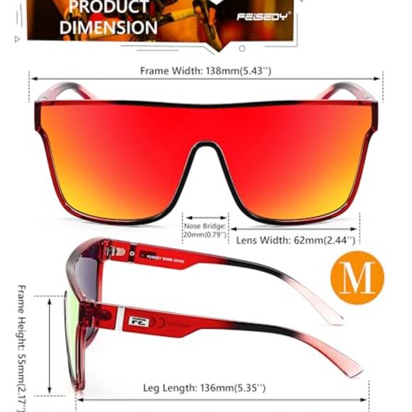 Oversized Square Sunglasses UV400 Mirrored Lens Fashion Driving Beach main image 4
